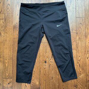 Nike Womens Power Crop Running Tights CD8214-010 Black XL Dri-fit Yoga Hiking